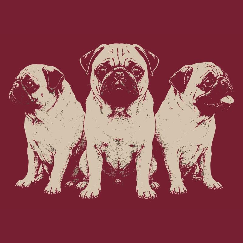 Three Pugs Retro Trio
