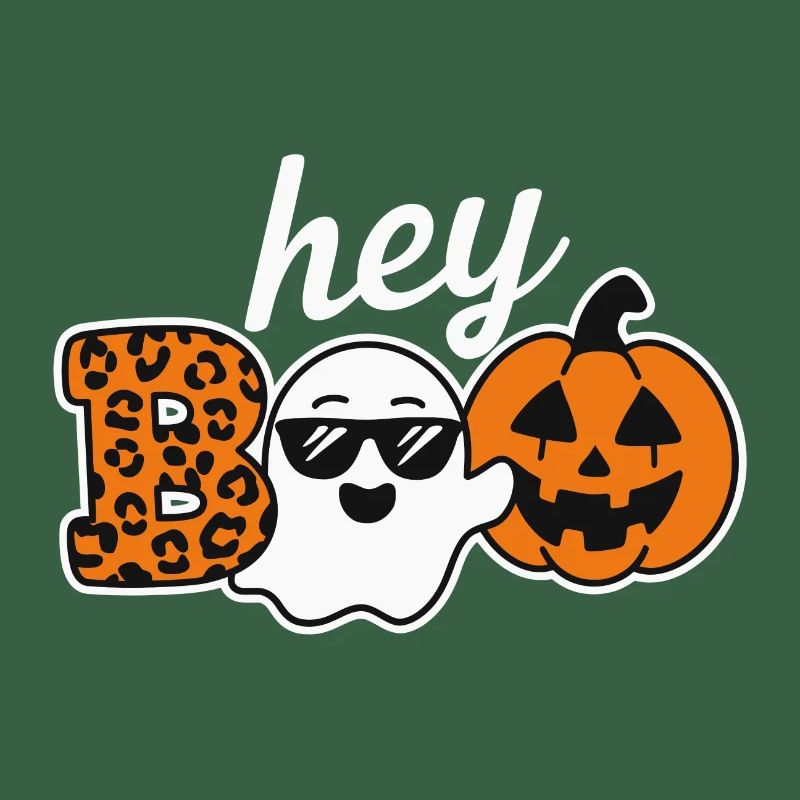 Hey Boo Halloween Leopard Ghost