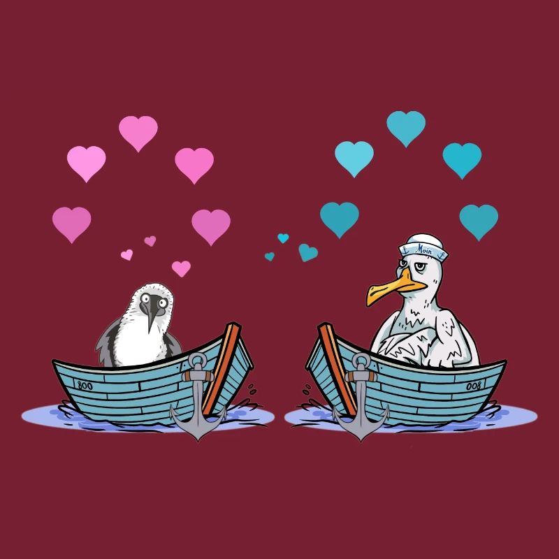 Möwen Boot Liebe Herzen Valentin Romantik