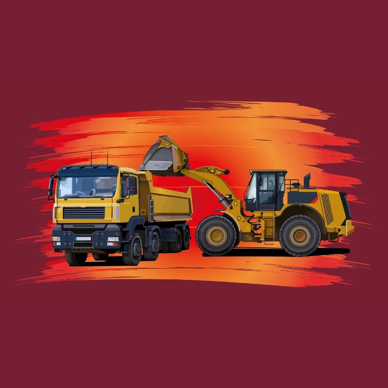 Laster und Bagger auf rot