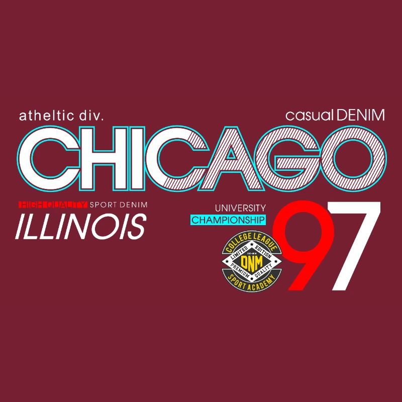 Conception typographique de la ville sportive de Chicago