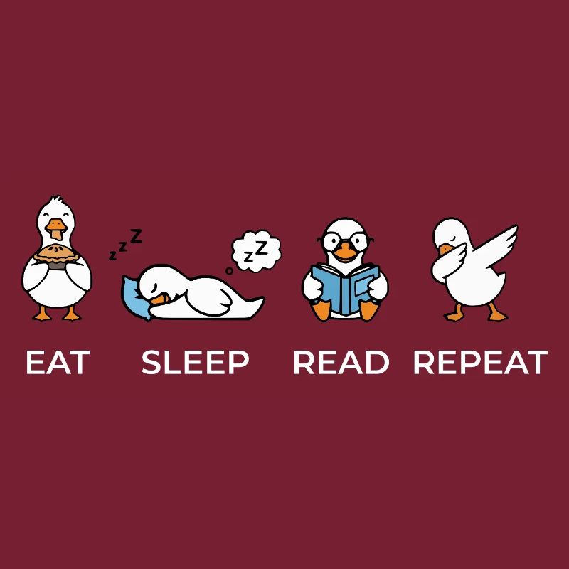 Eat Sleep Read Repeat – Funny Bookworm Geese