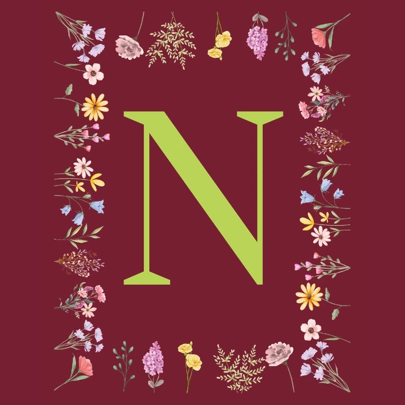 Floral Initials " N ", Letters Monogram