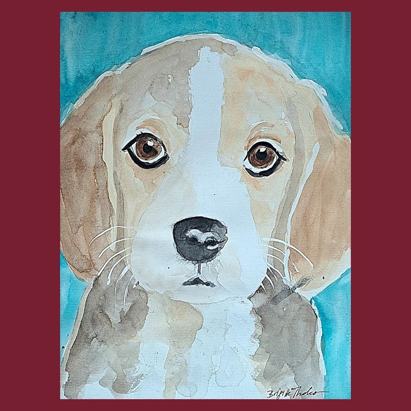 Beagle Welpe,  Aquarell 