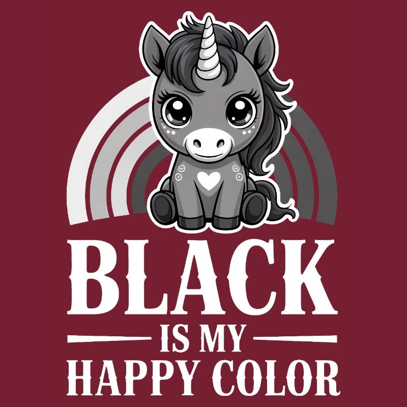 Le noir est ma licorne de couleur joyeuse