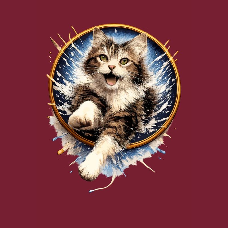 Saut de l’anneau pour chat dans un éclaboussure d’eau