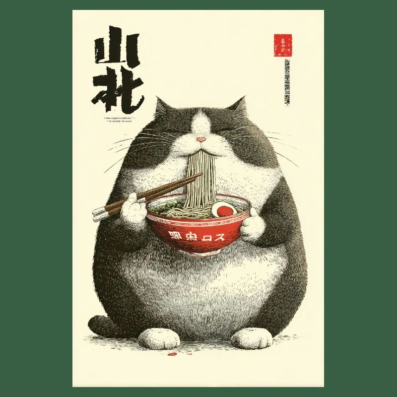 Chonky Cat Ramen Ukiyo-e