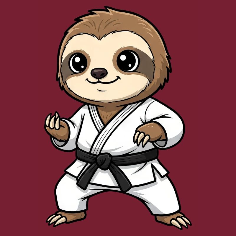 Cute Sloth Karate Fighter Comic Kids