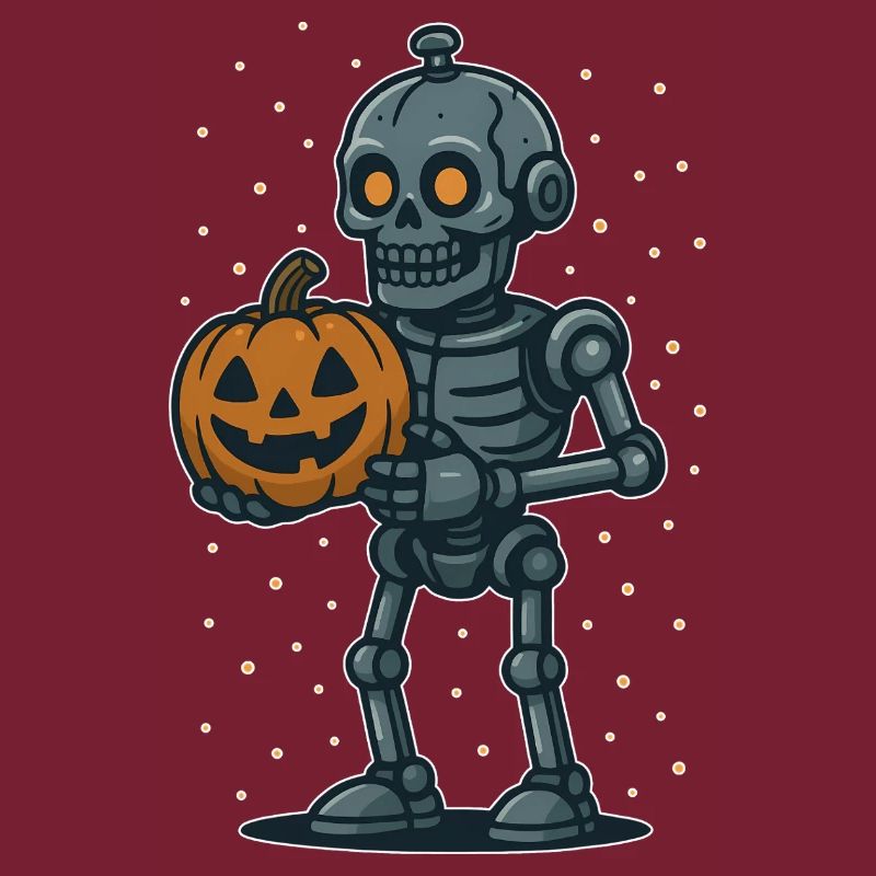 Squelette avec citrouille Halloween dessin animé