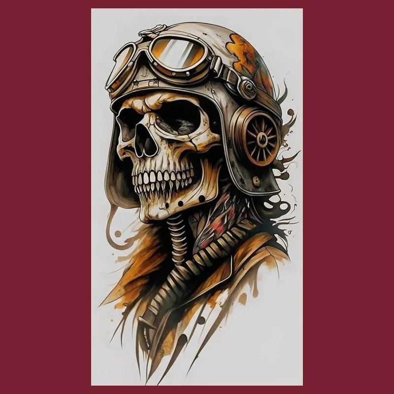 Skeleton pilot in steampunk style