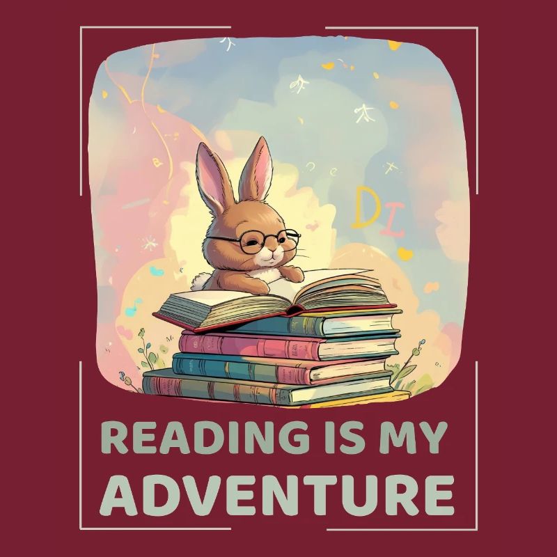 Rabbit reading with adventure style
