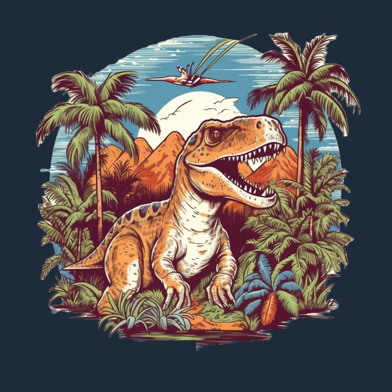Dinosaurier in Urzeitlandschaft