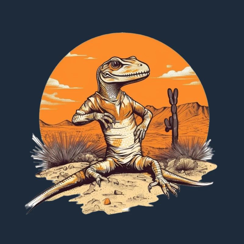 Crocodile du désert avec coucher de soleil