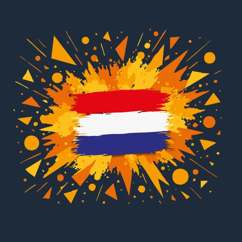 Dutch Flag with Orange Background
