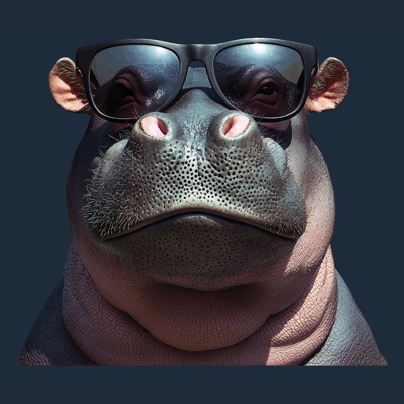 Nilpferd Flusspferd Hippo mit Sonnenbrille