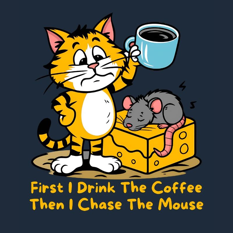 First I Drink The Coffee Funny Cat Mouse Coffee