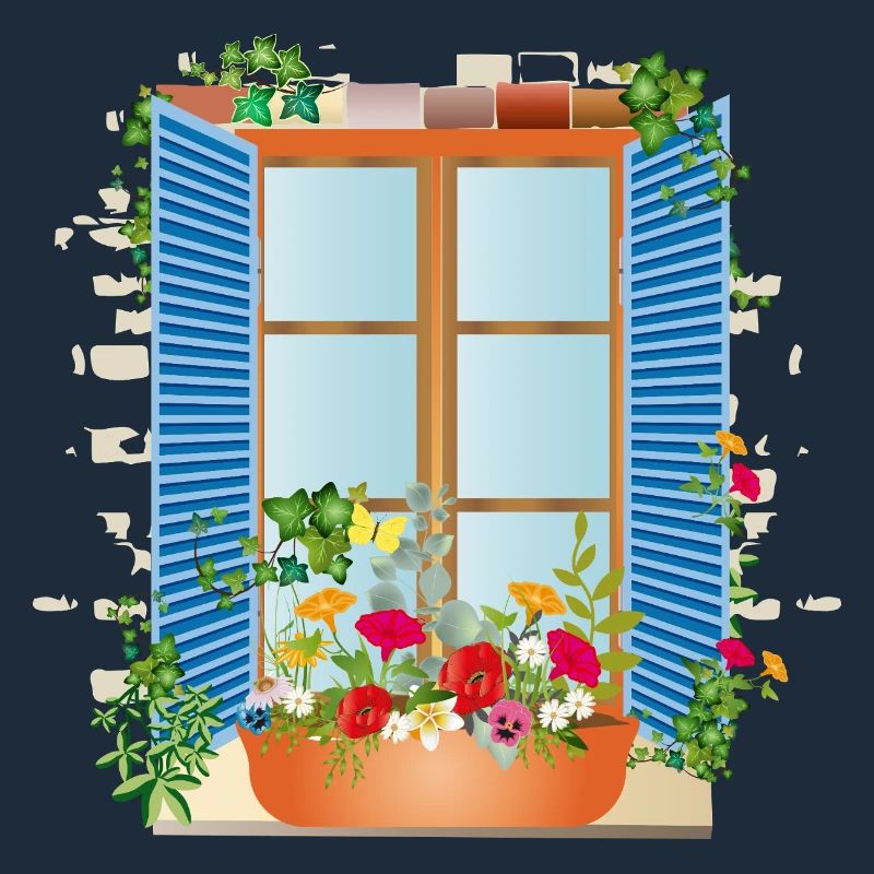 Summer window with flower box