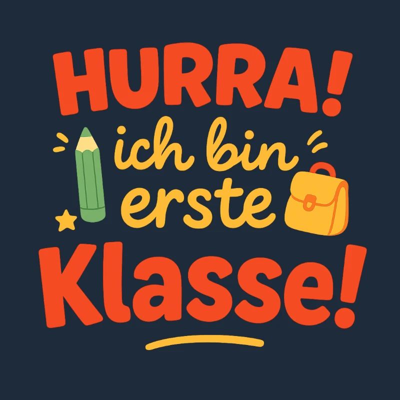 First class start lettering with school bag