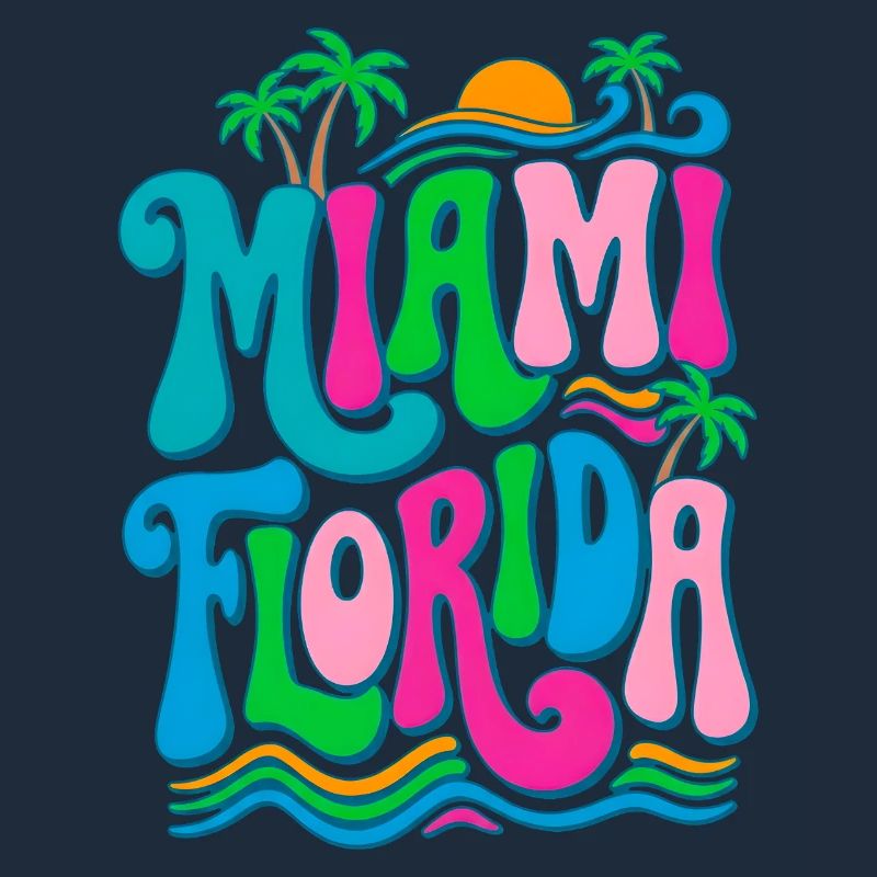 Miami Florida - Groovy Beach Retro 70s