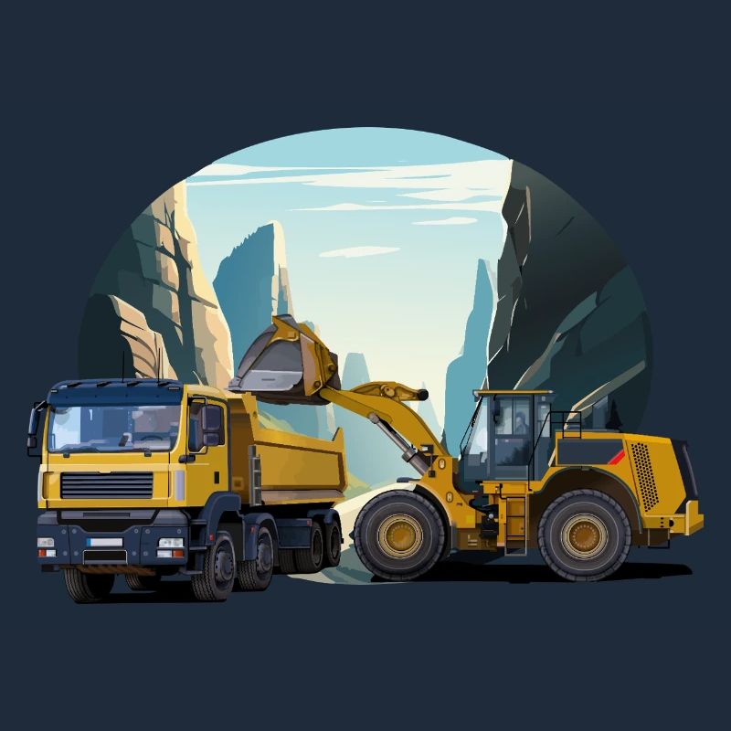 Bagger mit LKW im Steinbruch