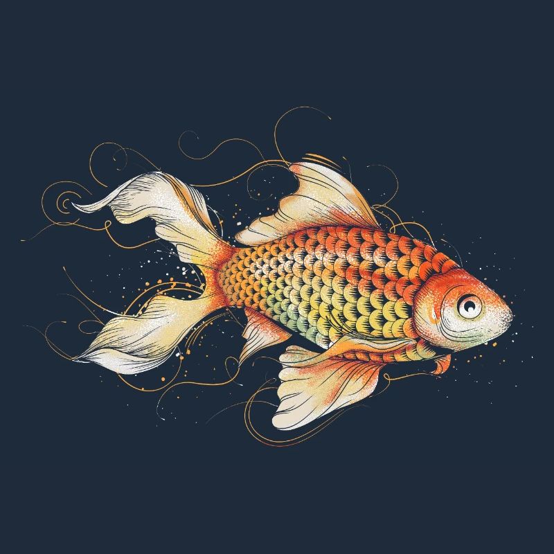 Poisson rouge en filigrane dans des tons orangés doux