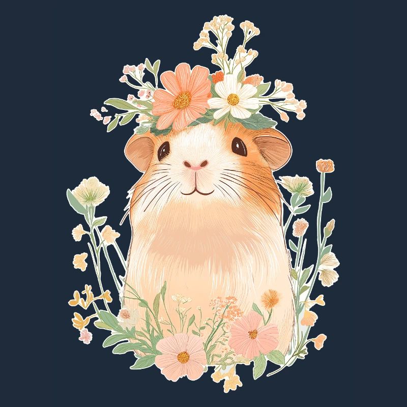 Cochon d’Inde avec des fleurs