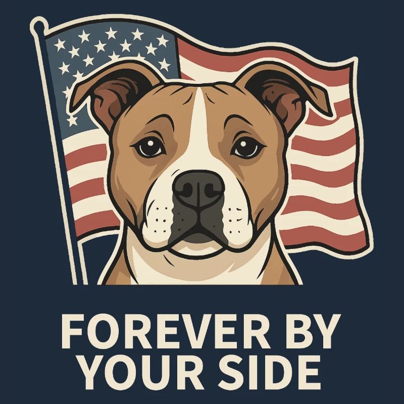 Chien loyal devant le drapeau américain