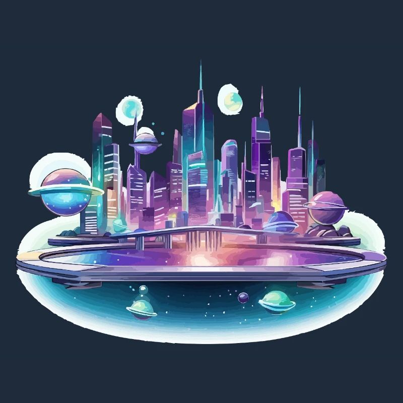 Silhouette de la Cité Spatiale Néon
