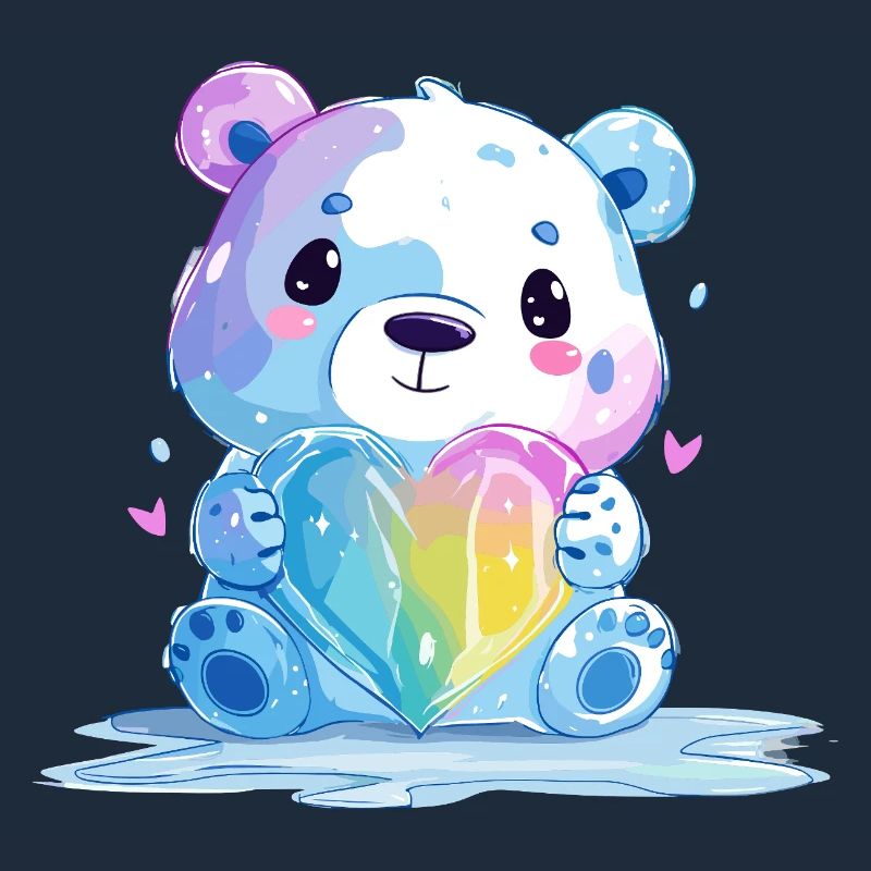 Süßer Eisbär mit Regenbogenherz