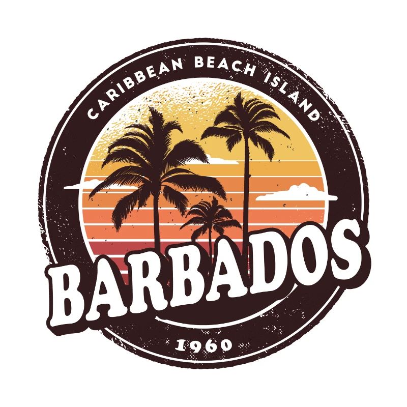Conception de la Barbade avec palmiers et soleil / cadeau