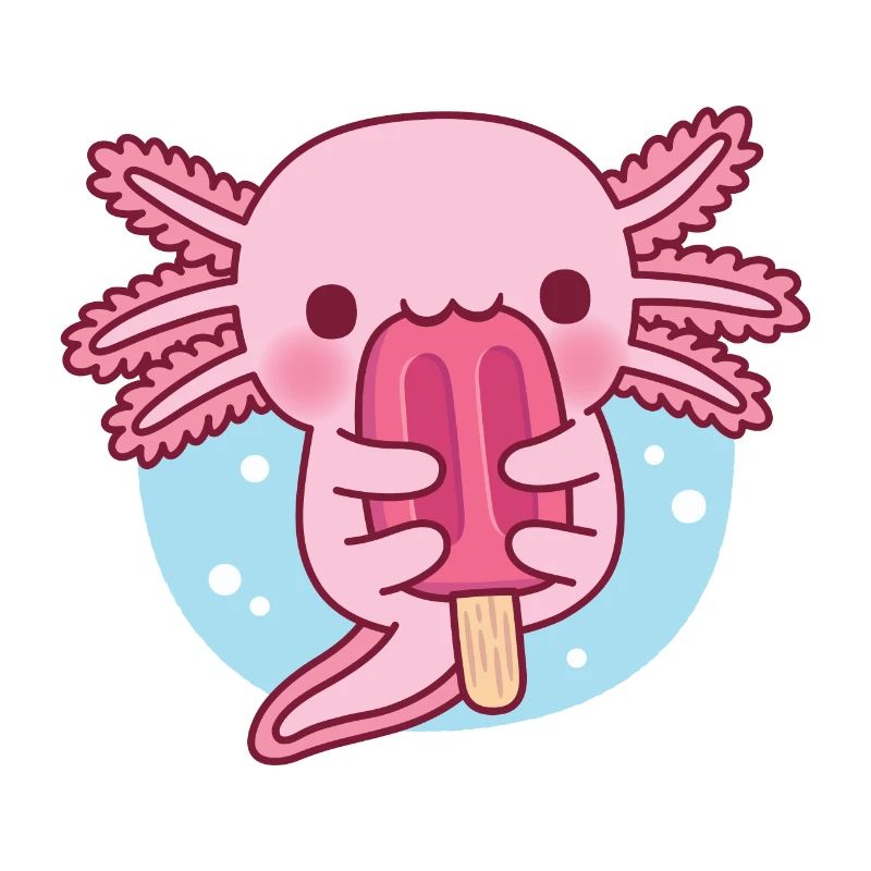 Mignon Axolotl mangeant de la glace
