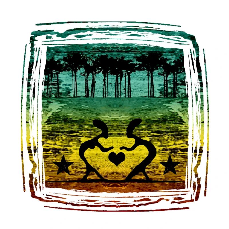Cœur dans la forêt aux couleurs reggae