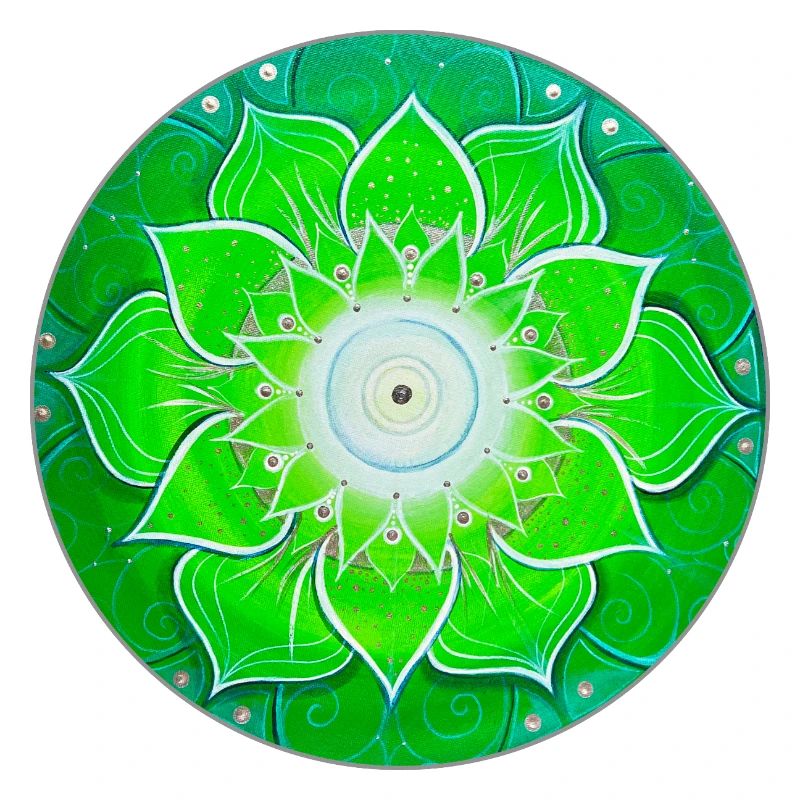 Mandala vert vif avec des feuilles vertes