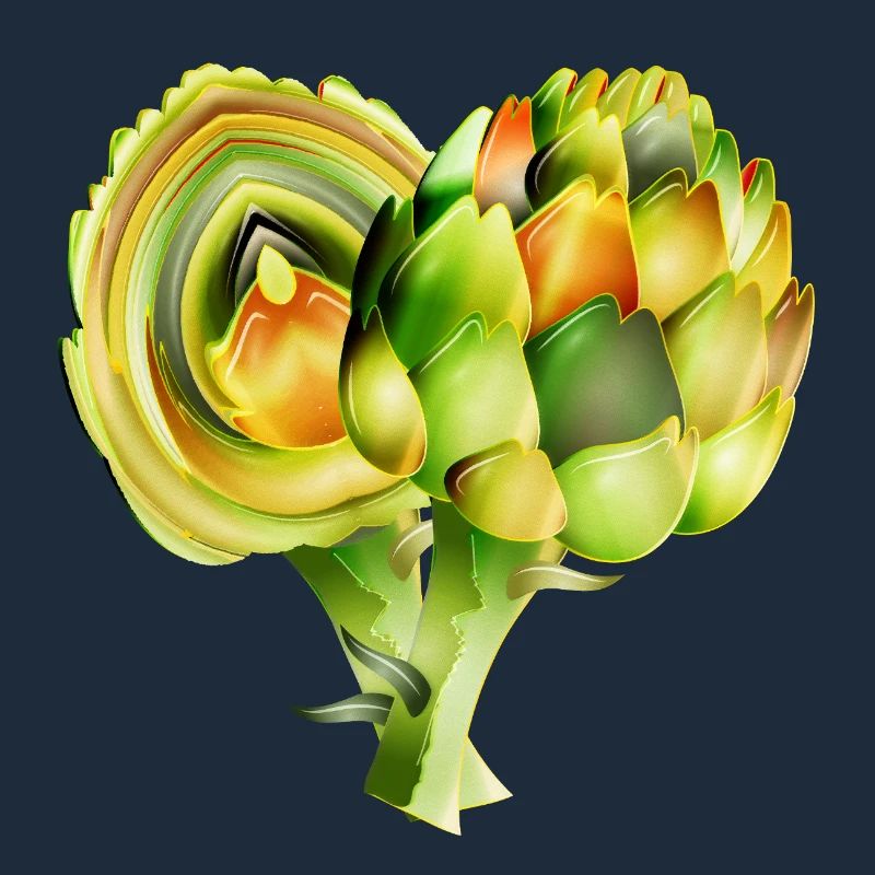 Illustration délicate d’artichauts dans des tons verts chauds