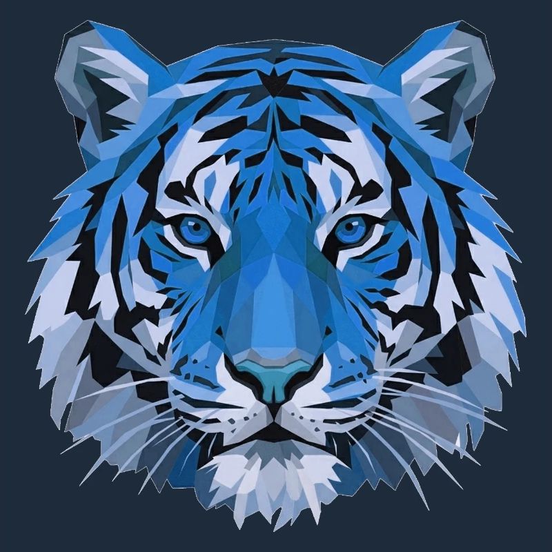 Blue Polygon Tiger Head
