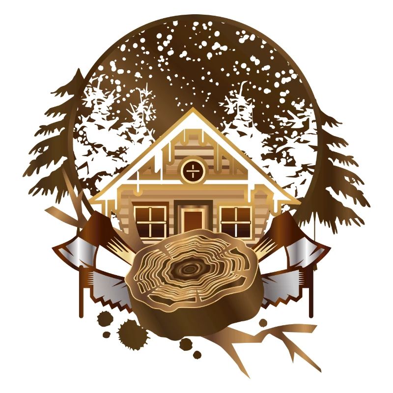cozy lumberjack hut in the wintry forest
