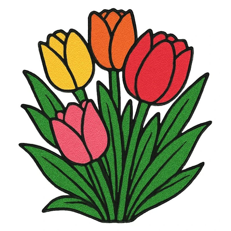Floraison de la parcelle de tulipes