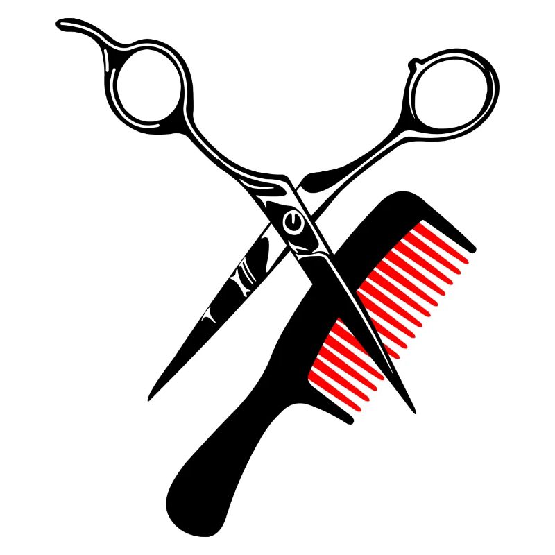 Ciseaux et logo de peigne pour salon de coiffure.