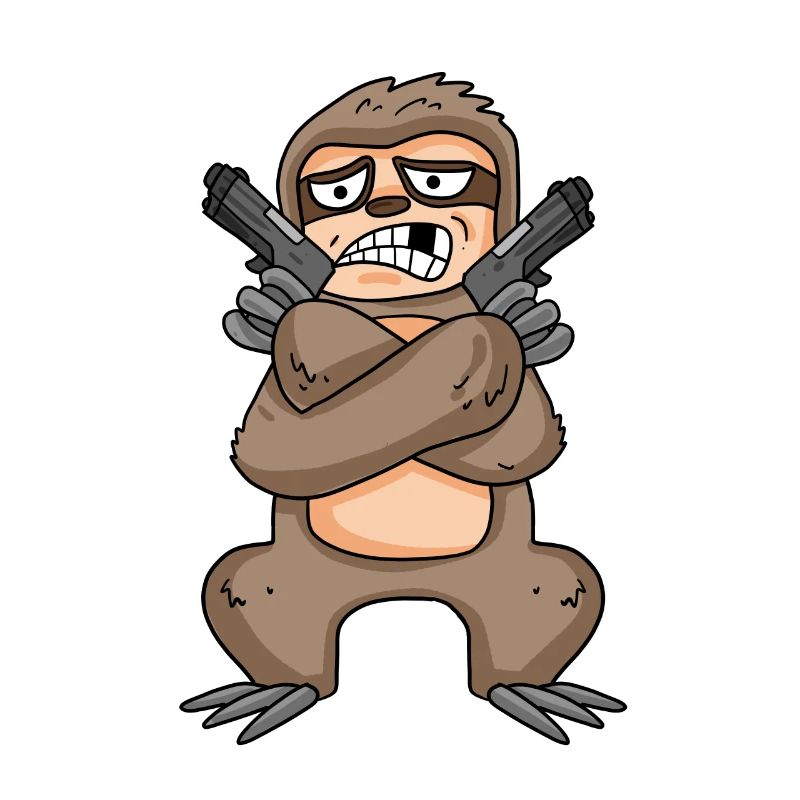 Sloth with pistol