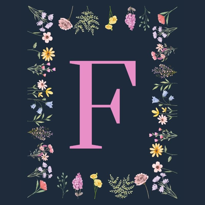 Florale Initialen "F", Buchstaben Monogramm 