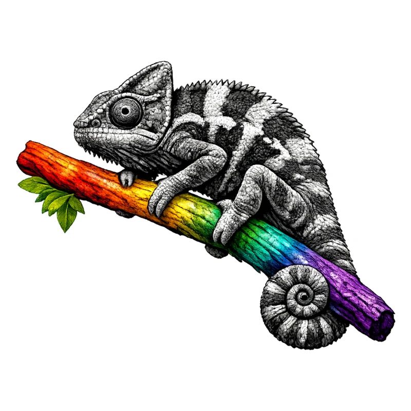 Regenbogen Chamäleon auf Ast