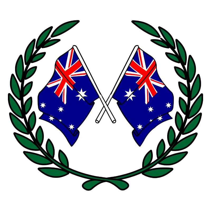 Flags Australia in laurel wreath