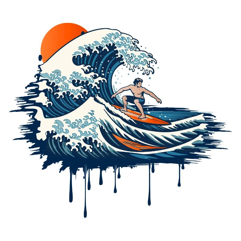 Dynamic Surf Illustration on Powerful Wave
