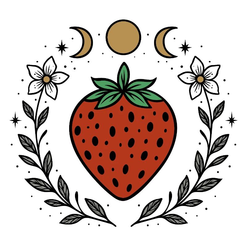 Strawberry & Moon Phases - Botanical Magic