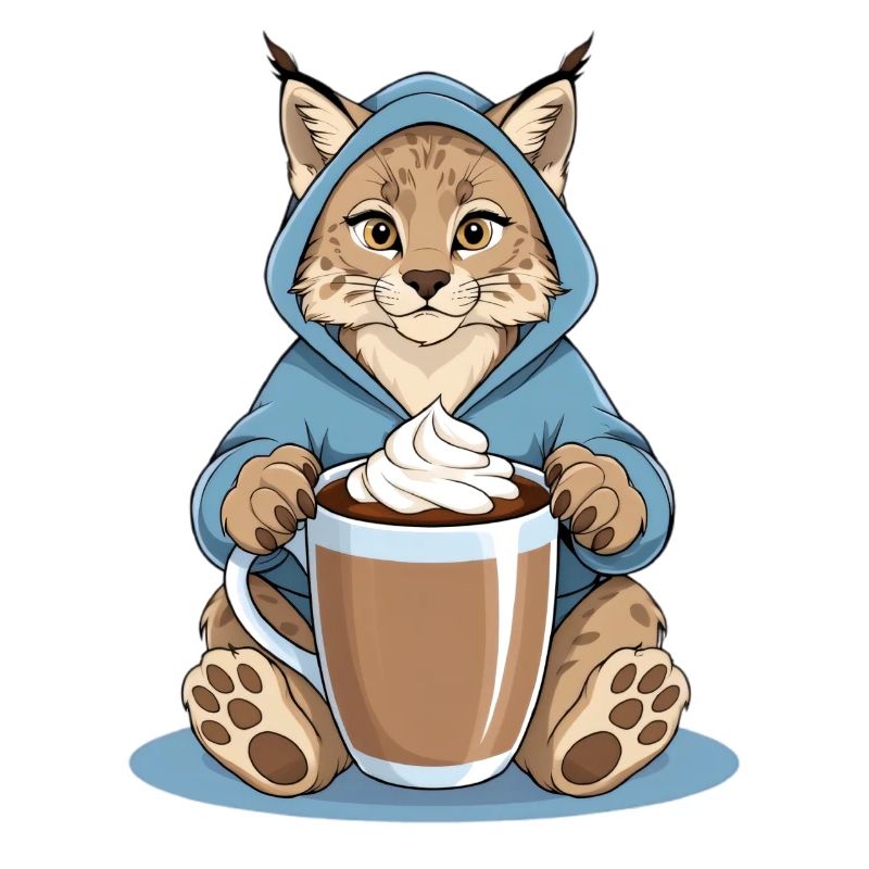 Luchs mit Heissem Getränk