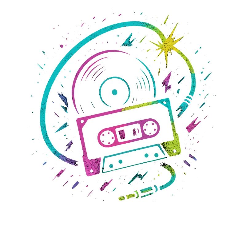 Vinyle mixtape rétro, beats néon rave