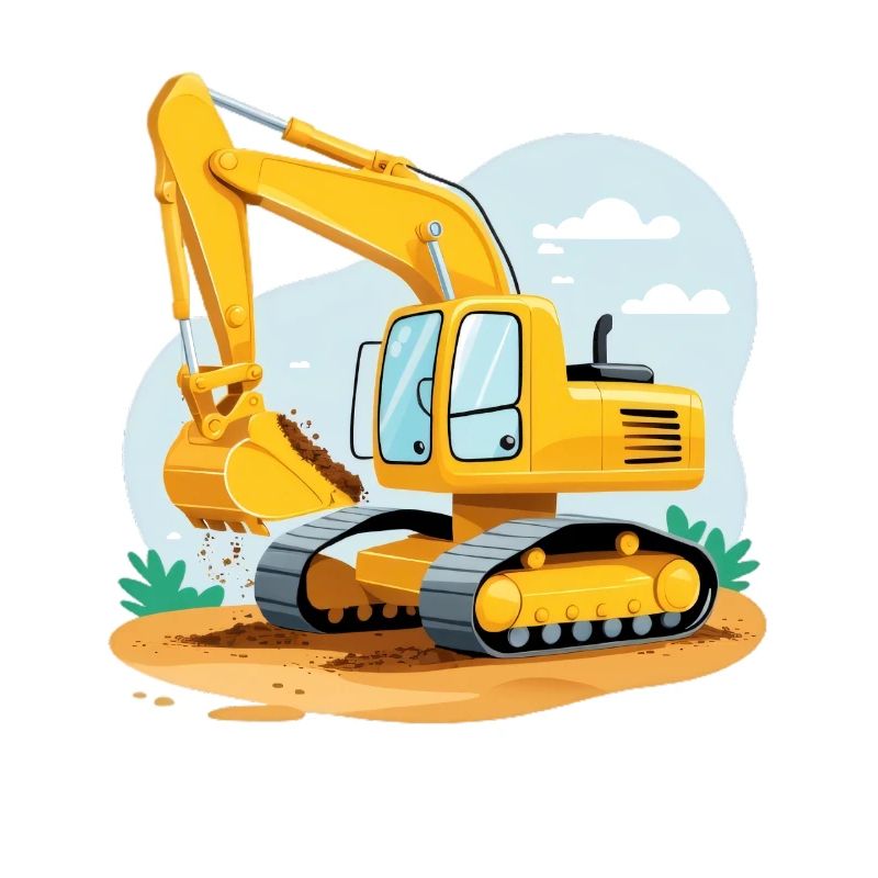Small excavator on construction site