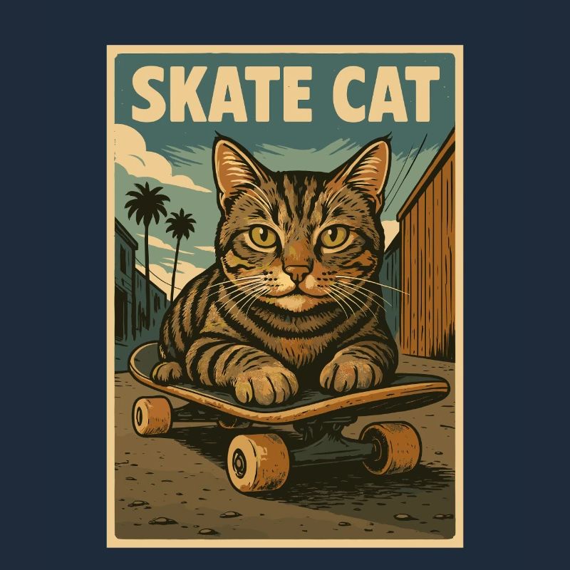 Affiche rétro de Skate Cat