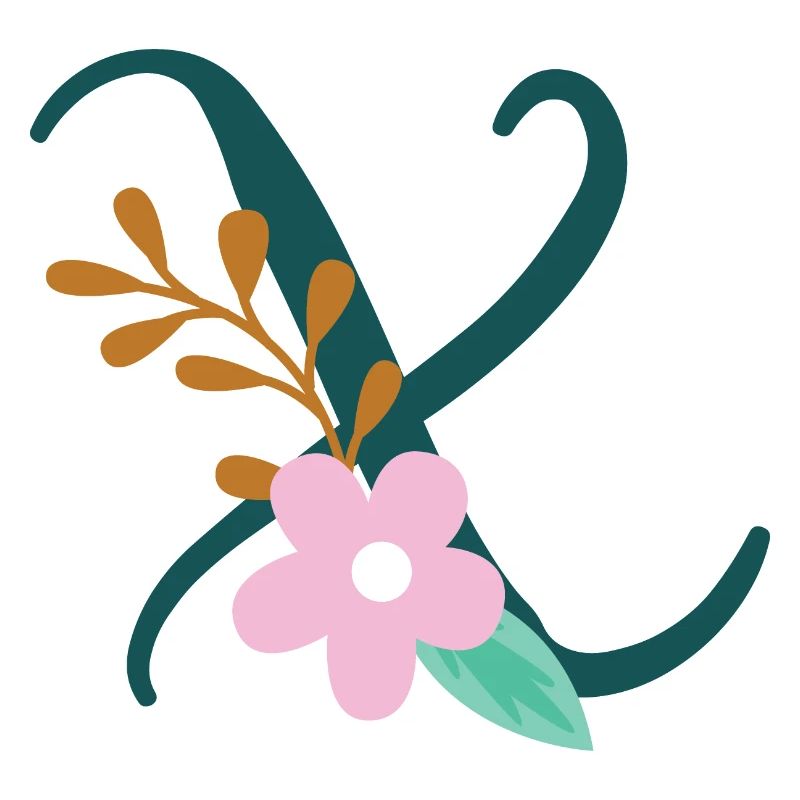 Eleganter Buchstabe 'X' mit Blumen