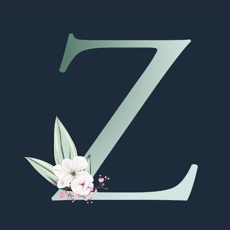 Z Monogram, Floral, Personalizable